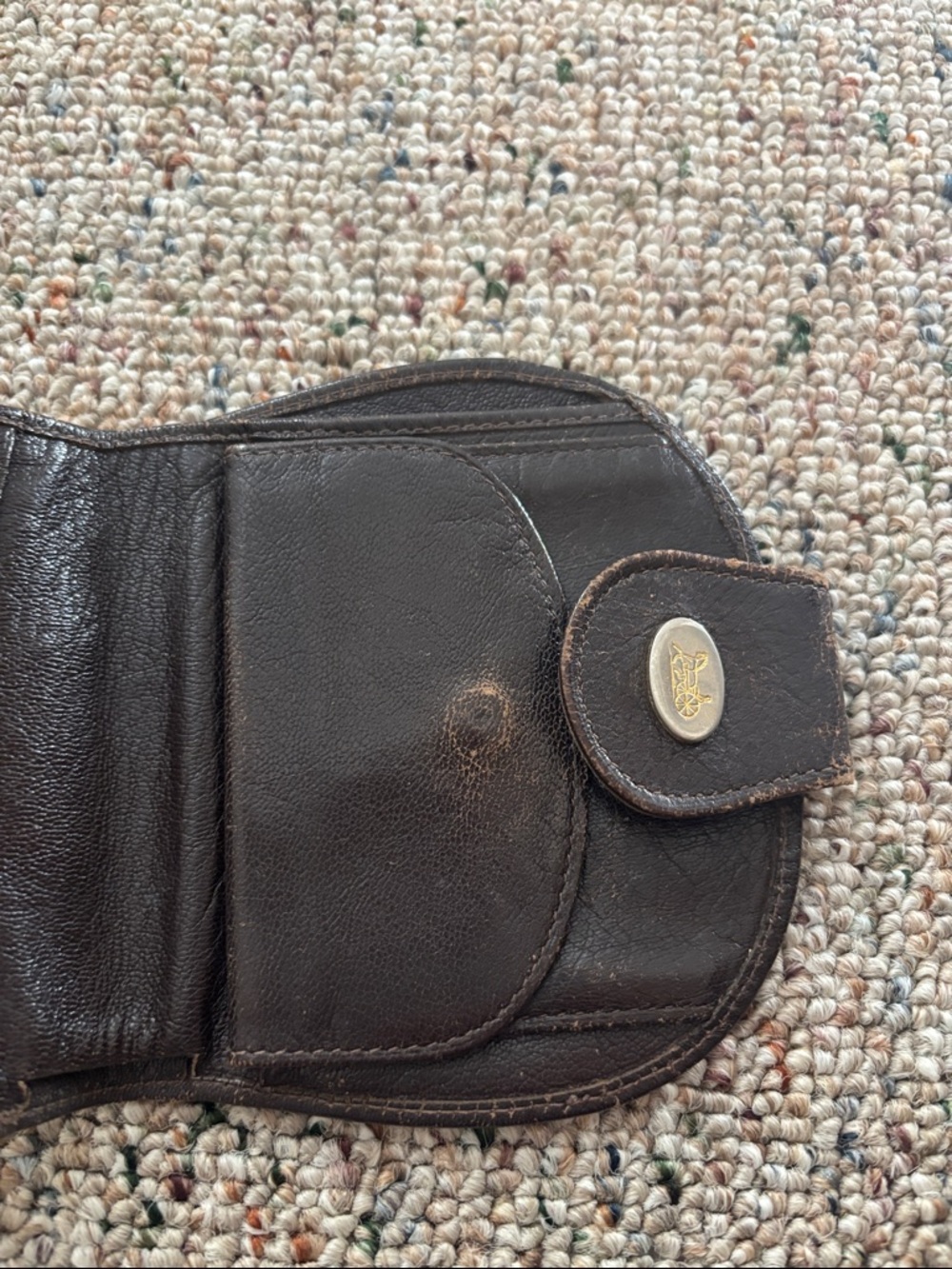 Celine Brown and Gold Monogram Wallet 1970 VINTAGE - Picture 6 of 9